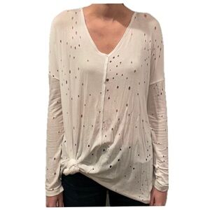 Jac Parker White Holey Long Sleeve Shirt